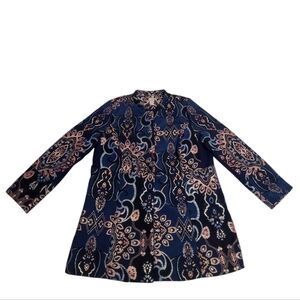 Chicos Jacquard Textured Topper Floral Lined Snap Closure Jacket Size 2(M)
